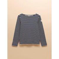Joules Boat Neck Breton Stripe Top - Navy/White