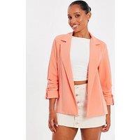 Quiz Petite Coral Ruched Sleeve Blazer