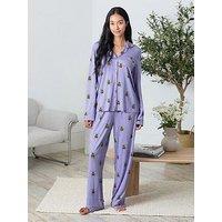 Chelsea Peers Classic Long Button Up Set - Lilac