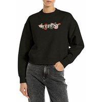 Replay Brushed Fleece Logo Sweatshirt - Black