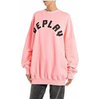 Replay Neon Cotton Terry Fleece Sweatshirt - Pink