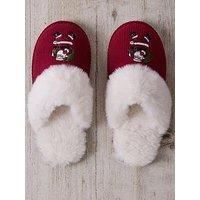 Chelsea Peers Womens Cord Slippers With Embroidery - Red