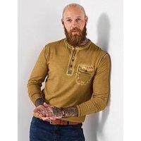 Joe Browns Pocketed Long Sleeve Henley T Shirt - Dark Yellow