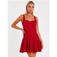 Quiz Red Satin Jacquard Mini Dress