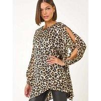 Roman Animal Print Metallic Top - Natural