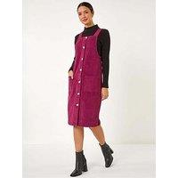Roman Corduroy Pinafore Midi Dress - Wine