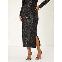 Roman Dusk Sequin Pencil Skirt - Black