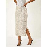 Roman Dusk Sequin Pencil Skirt - Silver