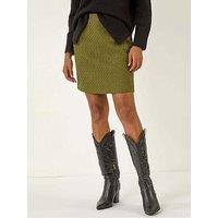 Roman Boucle Textured A-Line Skirt - Olive