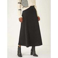 Roman Cable Textured Stretch A-Line Skirt - Black