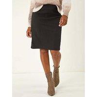 Roman Cable Textured Stretch Pencil Skirt - Black