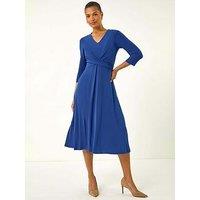 Roman Stretch Crossover Midi Dress - Royal Blue
