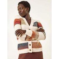Roman Stripe Buttoned Knit Cardigan - Ivory