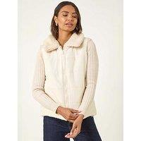 Roman Reversible Fur Zip Gilet - Cream