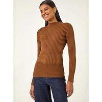 Roman Ribbed Detail Knitted Jumper - Chocolate