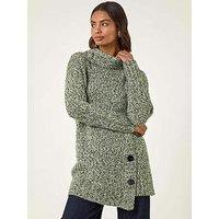 Roman Roll Neck Button Detail Jumper - Green