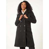 Roman Petite Double Breasted Coat - Black