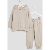 River Island Mini Boys Rr Hoodie And Joggers Set - Beige