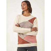 Roman Patch Work Knit Jumper - Ivory