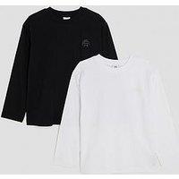 River Island Older Boys 2 Pack Long Sleeve Essentials T-Shirts - Black