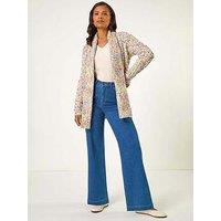 Roman Soft Knit Nep Longline Cardigan - Ivory