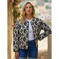 Roman Soft Printed Quilted Jacket - Ivory