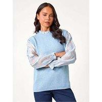 Roman Petite Floral Print 2 In 1 Knit Jumper - Light Blue