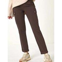 Roman Turn Up Stretch Cargo Trousers - Chocolate