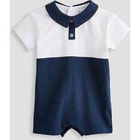 The Very Collection Colour Block Collared Romper Suit - Navy