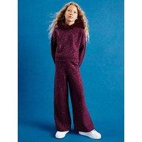 River Island Older Girls Sequin Fur Hooded Set - Dark Red