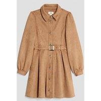 River Island Older Girls Suedette Skater Dress - Brown