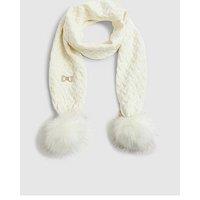 River Island Older Girls Knitted Pom Scarf - Cream