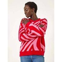 Roman Colour Block Knit Jumper - Red