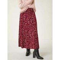 Roman Confetti Print Stretch Midi Skirt - Wine