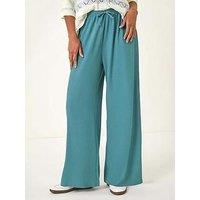 Roman Crinkle Texture Tie Front Trouser - Denim
