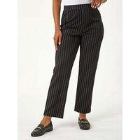 Roman Petite Pinstripe Stretch Trousers - Black