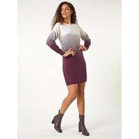 Roman Ombre Knitted Jumper Dress - Port