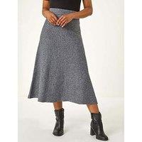 Roman Petite Stretch Knitted Midi Skirt - Grey