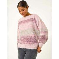 Roman Stripe Soft Knit Jumper - Light Pink