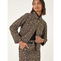 Roman Animal Print Twill Jacket - Chocolate