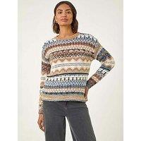 Roman Jacquard Soft Knit Jumper - Biscuit