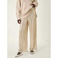 Roman Sequin Wide Leg Trousers - Silver