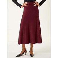 Roman Shimmer Knit Midi Skirt - Bordeaux