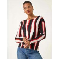 Roman Wave Print Knit Jumper - Black