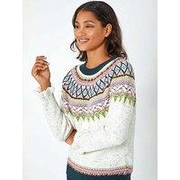 Roman Fairisle Frill Detail Stretch Jumper - Multi