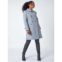 Roman Petite Double Breasted Military Coat - Grey