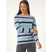 Roman Stripe Soft Knit Jumper - Blue