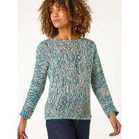 Roman Batwing Tape Yarn Jumper - Turquoise