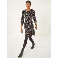 Roman Speckled Print Stretch Dress - Beige