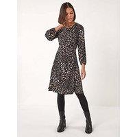 Roman Speckled Print Stretch Dress - Tan